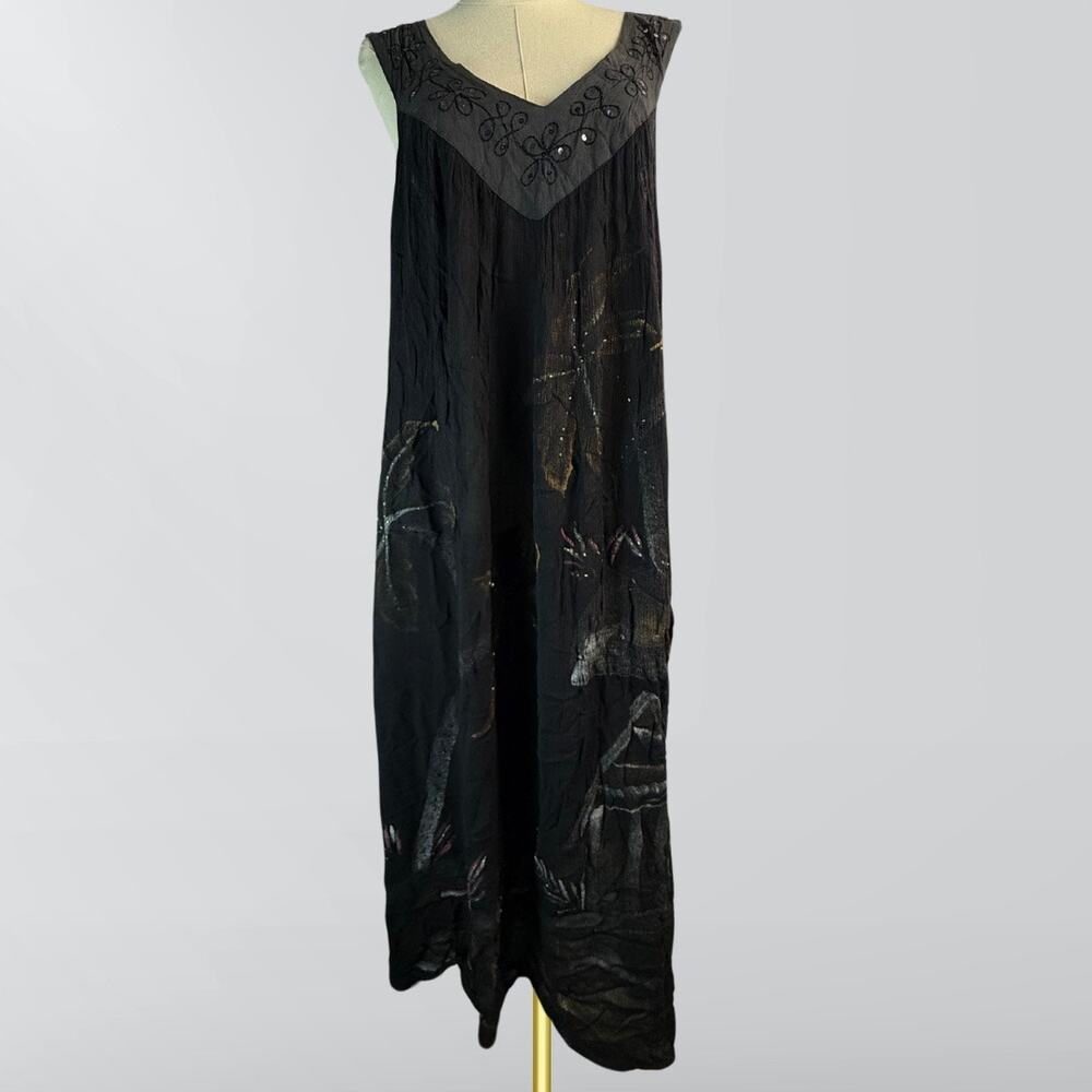 Vintage Neelam Fashions Free Boho Hand Dyed Sequence Trapeze Dress